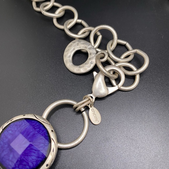 Chico’s Silver Chain Adjustable Belt with Purple & Blue Iridescent Accents - Picture 6 of 7